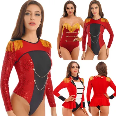 Womens Circus Ringmaster Halloween Cosplay Costumes Bodysuit Fancy Dress Leotard • $7.51