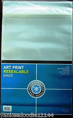 (1) 100ct Package CSP Resealable Art Print 11.25x17.25  Bag Photo Sleeves-New! • $20