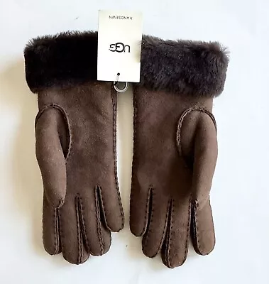 New UGG Exposed Sheepskin Gloves Color Dark Brown Size S  $155 • $50