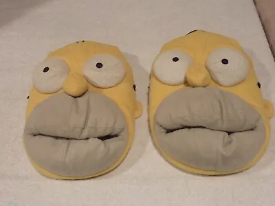 Homer Simpson Slippers 2001 Head Novelty Plush Yellow Size Size Small 7-8 TV • $22.99