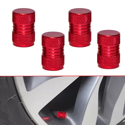 4× Aluminium Red Car Wheel Tyre Valve Stems Air Dust Cover Screw Cap Accessories • $3.62