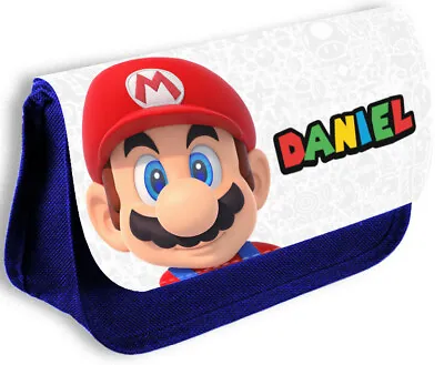 Personalised Blue  Pencil Case Any Name Mario Bag School Kids Stationary 134 • £12.99