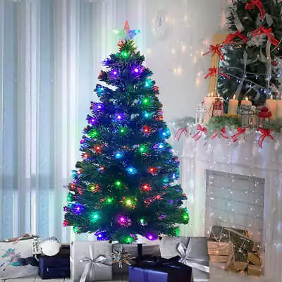 Christmas Fibre Optic Green Tree Sparkling Light LED 90 120 150 180 220 CM 3-7ft • $169