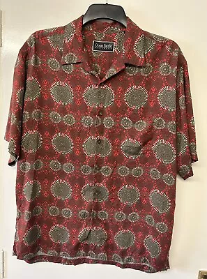 OCEAN PACIFIC Men’s Red Patterned Short Sleeve Lightweight Shirt Size Large • £13.50