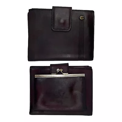 Vintage 70s 80s ETIENNE AIGNER Leather Bifold Wallet Kisslock Coin Purse OXBLOOD • $44.99