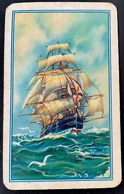 JV20 Swap Playing Cards 1 Vintage Japanese Galleon Sailing Ship Seas Sm 3/4 Size • $1.93