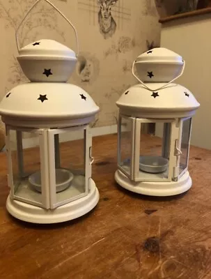 IKEA Rotera Lantern For Tealight  X 2 White Indoor/Outdoor Metal • £12.50