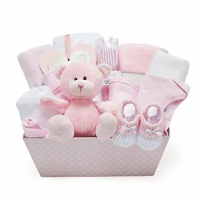 £29.99 • Buy Baby Gift Set In Pink - With Fleece, Hooded Towel, Baby Clothes, 2 Muslin Cloths