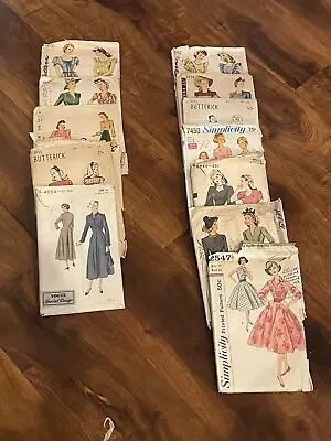 Vintage Sewing Patterns Hollywood Vogue Simplicity Butterick McCall Lot Of 12 • $31