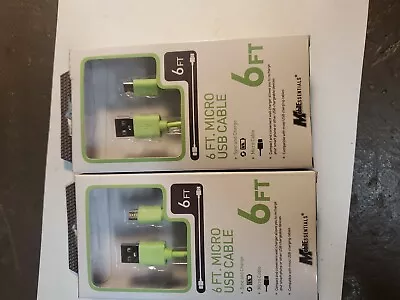 Lot Of 2 MOBILESSENTIALS 6ft Sync & Charge Cable Micro-USB Phone Charger Cable • $9.99