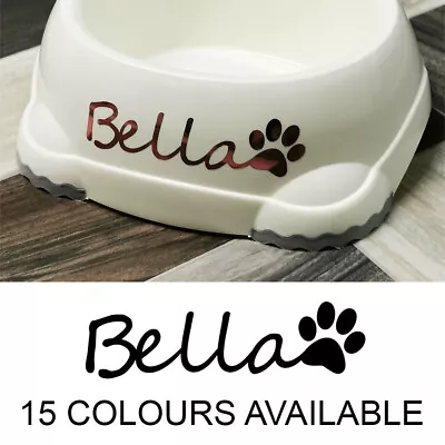 2x PERSONALISED DOG BOWL NAME PAW STICKER CUSTOM WATER/FOOD DISH DECAL TRANSFER • £2.99