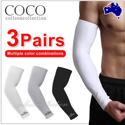 3 Pairs Cooling Sport Arm Stretch Sleeves Sun UV Protection Covers Golf Cycling • $8.99