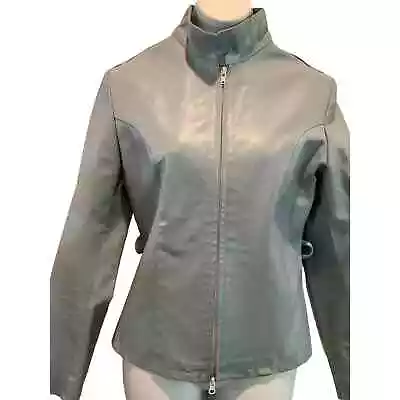 Vintage Vera Pelle Firenze Couieria Fiorentina Pale Blue Leather Jacket S • $120