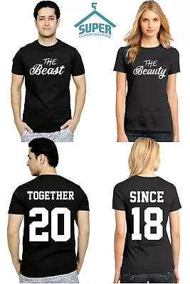 Couple Matching SHIRTS NEW The Beast Beauty TOGETHER SINCE Back Side DATE NUMBER • $37.49