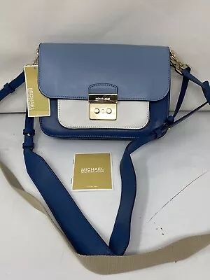 NWT Michael Kors MK Sloan Editor Color-block Lether Shoulder Bag Blue • $99.99