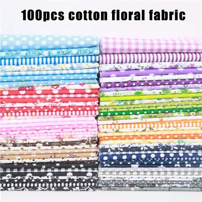 $15.58 • Buy 100Pcs Assorted Fat Quarters Bundle Quilt Quilting Cotton Fabric DIY Sewing AU