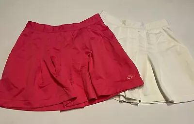2 Lot Nike Challenge Court Vintage Women Pleated Tennis Skirt Sz 10 Pink/White • $19.99