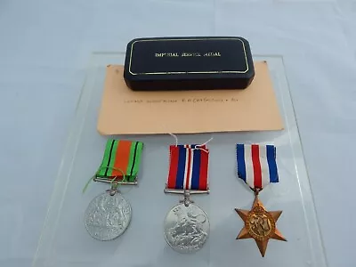 3 X Wwii Medals & Cased Imperial Service Medal • £100