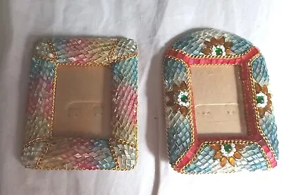 2 Vintage Italian Italy Mirror Mosaic Miniature Small  Picture Frame 2 1/2 X 2 • $32