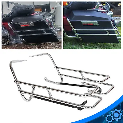 Twin Rail Chrome Saddlebag Guard Kit For 1997-2008 Harley Touring Road King • $72