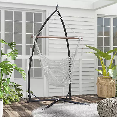 Hammock Chair Stand Metal Frame Hammock Stand For Indoor & Outdoor Use Black • £63.99