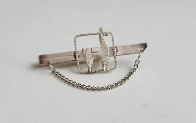 Vintage Mid Century 1950s Peru Tie Bar Clip With Chain Sterling Silver Llama • $19.99