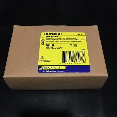 QO260GFI SQUARE D QO 2 POLE 60 AMP GFCI GROUND-FAULT CIRCUIT BREAKER NEW In Box • $86