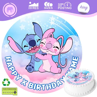 Angel Stitch Cake Topper Decoration Round Circle Personalised Edible Icing • £5.23