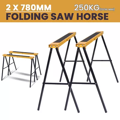 2 Pack Heavy Duty Saw Horse Steel Folding Legs Sawhorse 125 Kg Capacity • $999