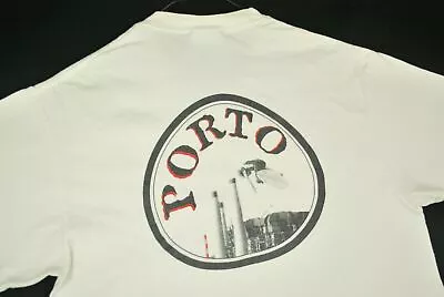 Vintage 90s Porto Surf Surfing T Shirt Surfboard T Shirt Beach Distressed White • $19.99