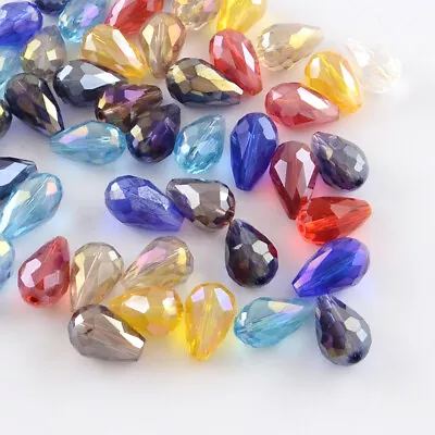 £2.50 • Buy Teardrop Glass Beads Faceted  Mixed Colours For Jewellery Making  Pack Of 25