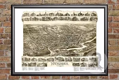 Vintage Hackensack NJ Map 1896 - Historic New Jersey Art - Victorian Industrial • $34.99