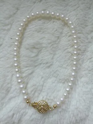 $24 • Buy 9  AAA+ 4-5mm Real Natural Akoya White  Pearl Bracelet  14k Gold