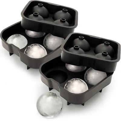 2x Flexible Silicone Ice Cube Ball Maker 4x4.5cm Sphere Mould Whiskey Cocktail • £8.99