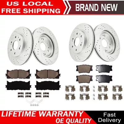 Front Rear Drilled Rotors Brake Pads For 2008-11 Toyota Camry Avalon Lexus ES350 • $143.50