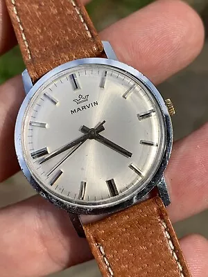 1960s Marvin Vintage Mens Watch 34mm Hand-w Swiss Made • £199