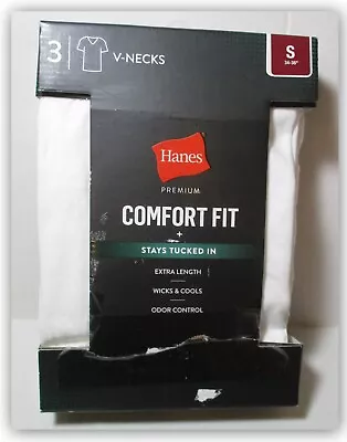 Hanes Premium Comfort Fit T-Shirt 3pk V-NECK STAY TUCKED IN Wicks White Longer • $18.16