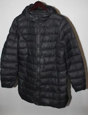 Eddie Bauer Womens Size XL EB650 Down Parka Puffer Coat Jacket Hooded Black • $39