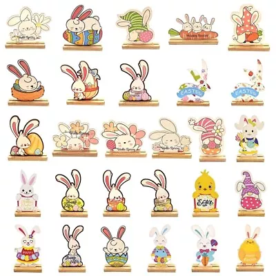 Painted Easter Gnome Desktop Ornament Cute Rabbit Table Decor • £8.35