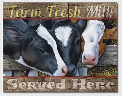 Farm Fresh Milk Metal Tin Sign Home Cow Barn Bar Shop Wall Decor #2043 • $19.90