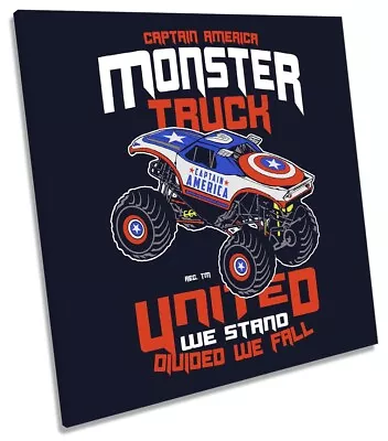 Captain America Monster Truck Picture CANVAS WALL ART Square Print • £26.99