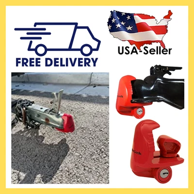 $32.99 • Buy Lock For Trailer Tongue Coupler Hitch Security Anti Theft Cop Set Coupling Tow