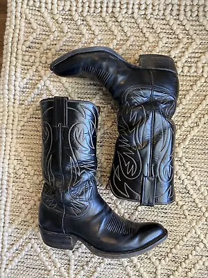 Justin Men’s Sz 8.5D  Black Leather Cowboy Boots Style • $40