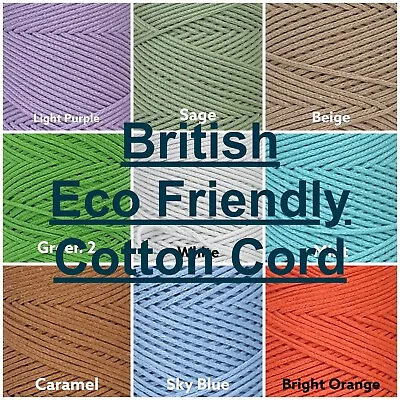 39 Colours British BRAIDED Premium 2-3mm Macrame  Cotton Cord/ String Craft Lace • £2.62
