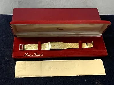 Vintage 14k Diamond Bezel Lucien Piccard Quartz Men's Watch W/ Box • $2495