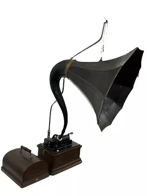 Antique Edison Fireside A 2 Minute Cylinder Phonograph W/ Cygnet Horn • $849.99