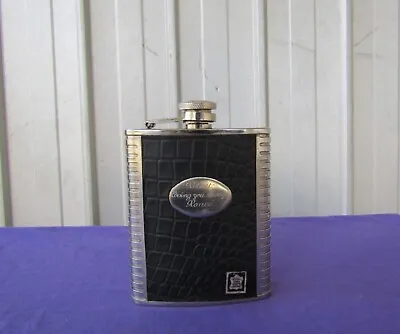 Hip Flask Coyote Stainless Steel Echtes Leder Leather Engraved Used Vintage • $5.50