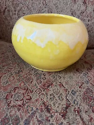 Vintage Frank Moreno Ceramics Mid Century CA Pottery Bowl  Planter Drip Yellow • $35