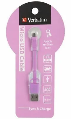 Verbatim Sync And Charge Micro USB Cable Keychain 2.4A Aqua Purple • $3.99