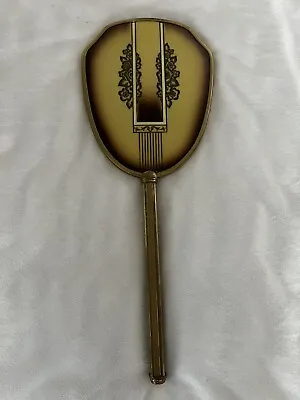 Antique Art Deco Vintage French Metal Brass Vanity Hand  Mirror  • $39.99